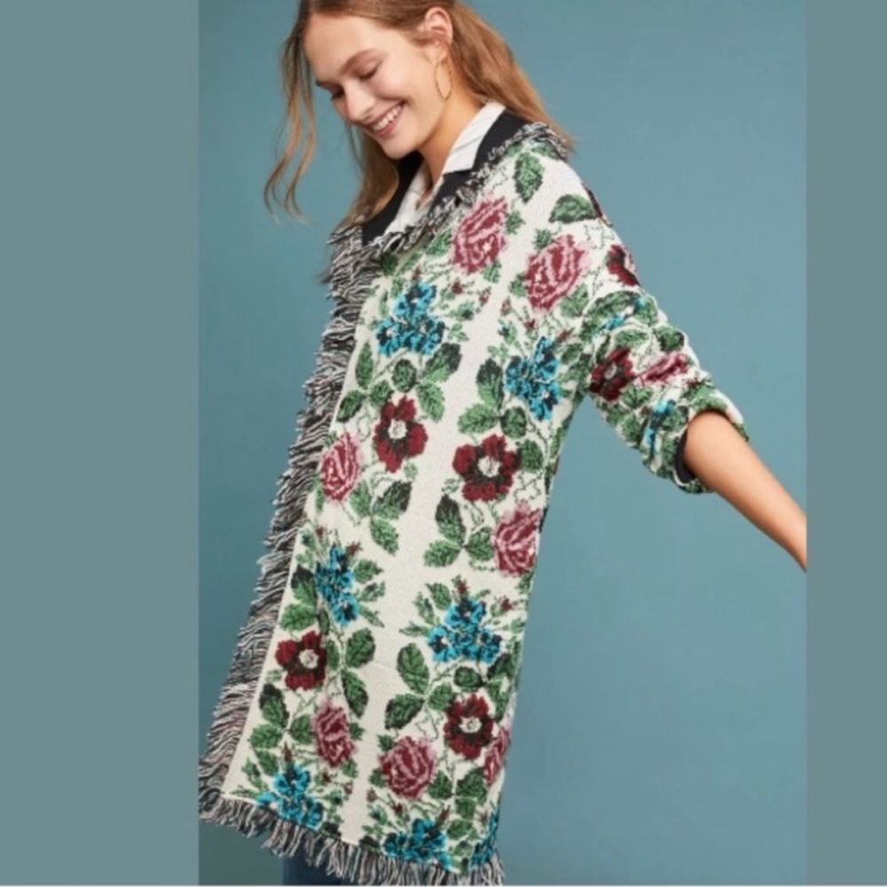 Aldomartins Anthropology floral sweater coat Medium
